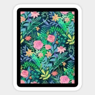 Roses + Green Messy Floral Posie Sticker